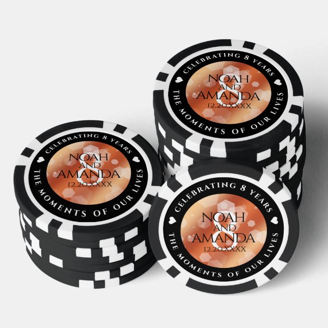 Eleganter 8. Bronze-Poker zum Hochzeitstag Pokerchips (Stapel)