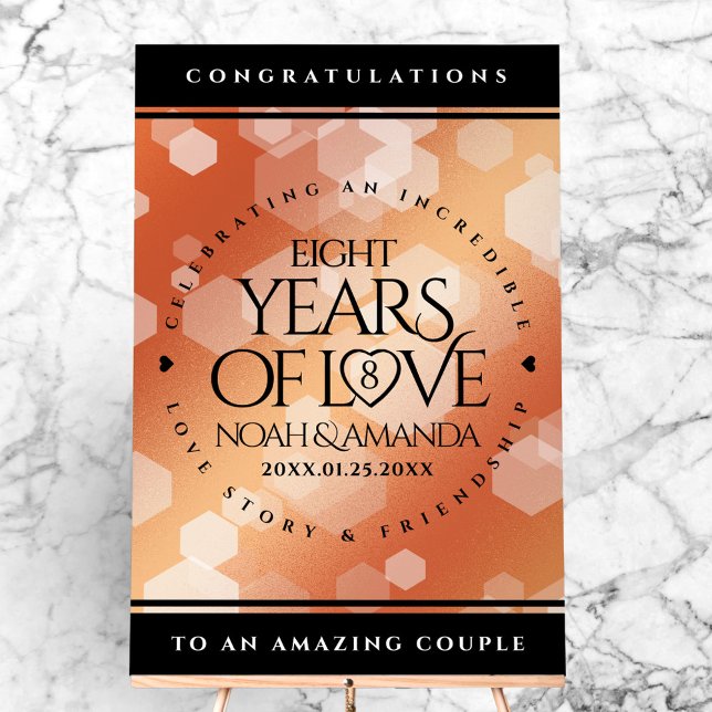 Eleganter 8. Geburtstag der Bronze Acrylschild (Elegant 8th Bronze Wedding Anniversary Acrylic Sign Cover Photo)