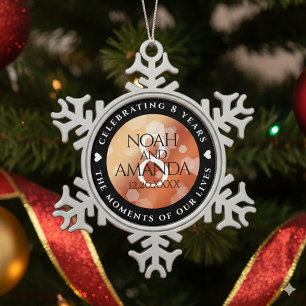 Eleganter 8. Geburtstag der Bronze Schneeflocken Zinn-Ornament