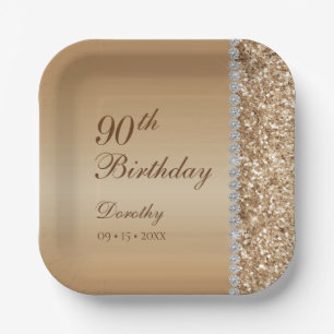 Eleganter 90. Geburtstag Pappteller