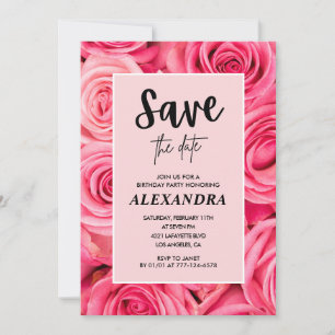 Eleganter 91. Geburtstag Floral Rose Save the Date Einladung