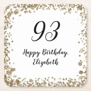 Eleganter 93. Geburtstag  mit goldenen Pailletten Rechteckiger Pappuntersetzer