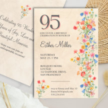 Eleganter 95. Geburtstag - Wildblumen-Design 95 Ja