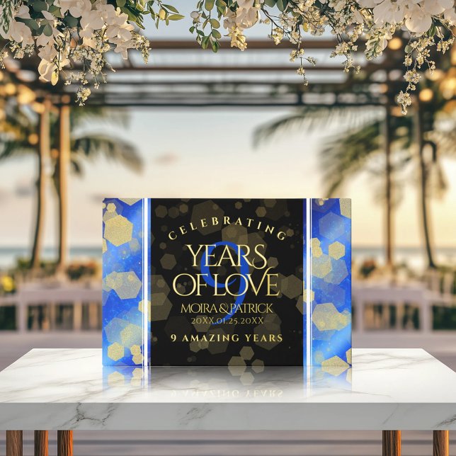 Eleganter 9. Lapis Lazuli Hochzeitstag Gästebuch (Elegant 9th Lapis Lazuli Wedding Anniversary Foil Guest Book Cover Photo)