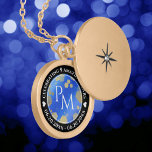 Eleganter 9. Lapis Lazuli Hochzeitstag Medaillon<br><div class="desc">Feiern Sie den 9. Hochzeitsjubiläum mit diesem Gedenklockett! Elegante, weiße Schriften mit pyritgestaubter sechseckiger Konfetti auf einem gesprenkelten, azurblauen Hintergrund verleihen diesem besondere Anlass und Meilenstein eine unvergessliche Touch. Passen Sie sich mit den Initialen des Paares, einer besonderen Nachricht und den Terminen für ihren Lapis-Lazuli-Jubiläum an. Design © W.H. Sim....</div>