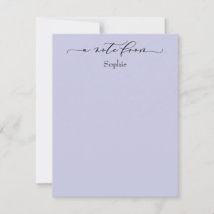 Eleganter "A Note From" Simple Lavender Mitteilungskarte