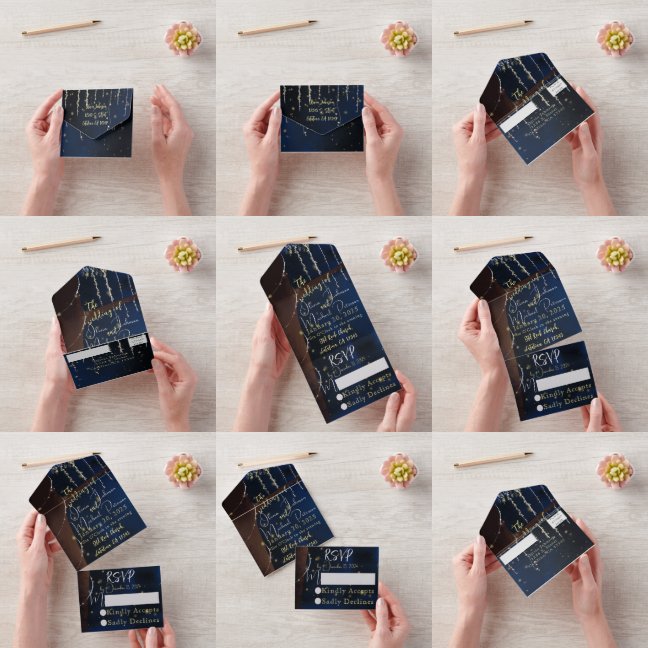 Eleganter Abend All-in-One Hochzeitseinladungen