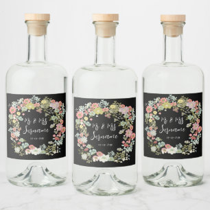 Eleganter Abend Blumengarten Alkoholflaschenetikett