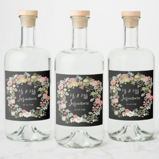 Eleganter Abend Blumengarten Alkoholflaschenetikett