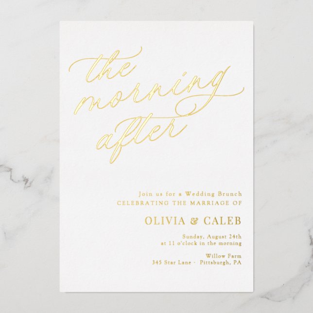 Eleganter Abend nach Hochzeit Brunch Folieneinladung (Vorderseite)