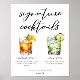 Eleganter Abend Signature Cocktails Hochzeitsmenü Poster