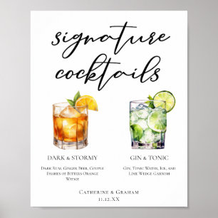 Eleganter Abend Signature Cocktails Hochzeitsmenü Poster