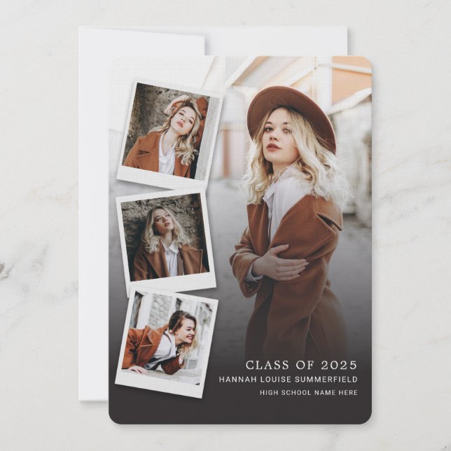Eleganter Abschluss 2025 Multi-Foto-Ankündigung (Vorderseite)