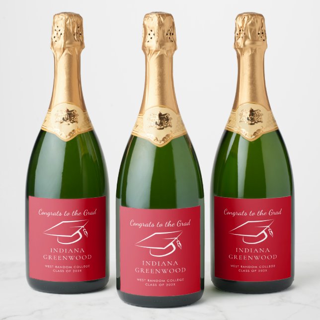 Eleganter Abschluss 2025 Script Red Grad Party (Flaschen)