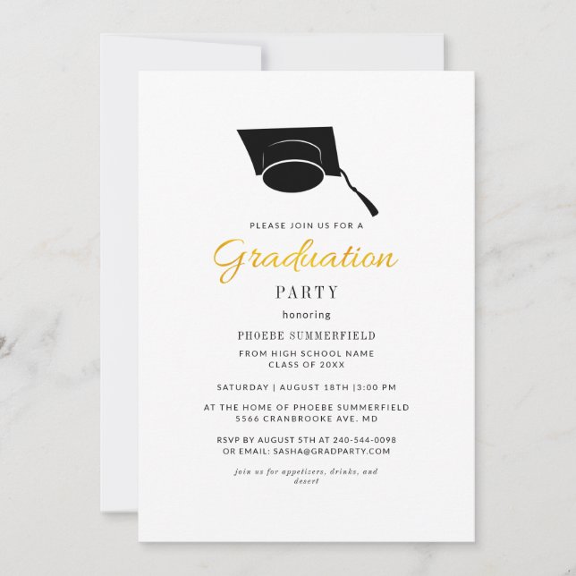 Eleganter Abschluss 2025 Typografy Grad Party Einladung (Vorderseite)