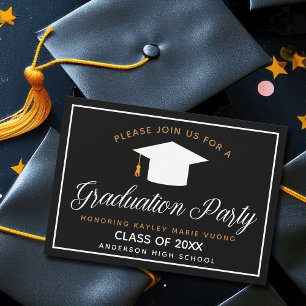 Eleganter Abschluss Black Gold Class 2025 Party Einladung