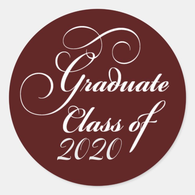 Eleganter Abschluss Class of 2020 Red Vielen Dank Runder Aufkleber (Vorderseite)