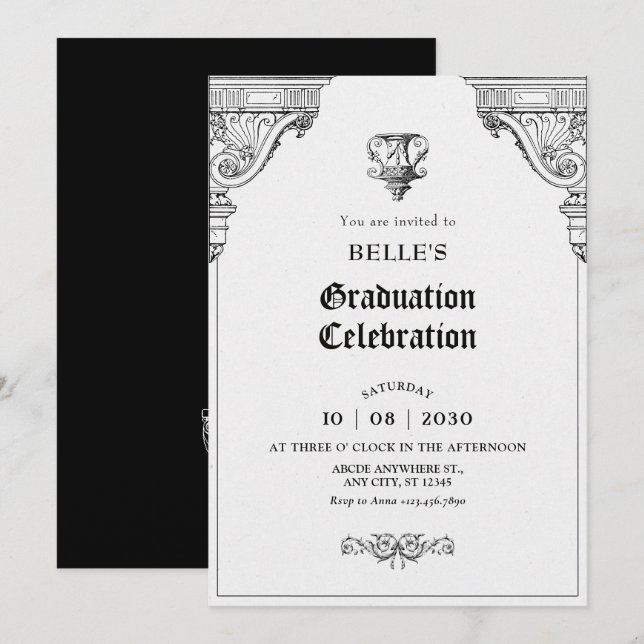 Eleganter Abschluss der Renaissance-Architektur Einladung (Vorne/Hinten)