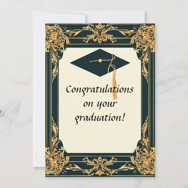 Eleganter Abschluss Diplom mit Mortarboard Einladung (Vorderseite)