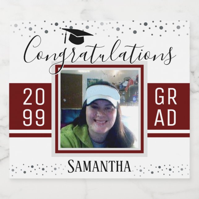 Eleganter Abschluss Herzlichen Glückwunsch Foto We Bierflaschenetikett (Einzelnes Label)