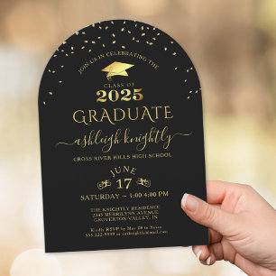 Eleganter Abschluss Imitats Metallic Gold 2025 Einladung