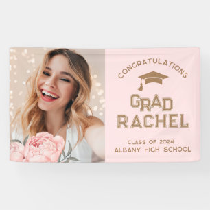 Eleganter Abschluss in Rosa Floral Absolvent Absch Banner