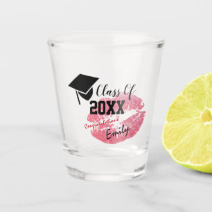 Eleganter Abschluss & Klasse 20XX, Rosa Glitzer Ki Schnapsglas