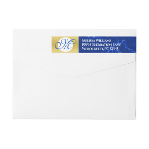 Eleganter Abschluss Monogram Blue Marble Gold Foil