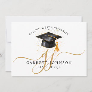 Eleganter Abschluss Name Gold Monogram Ankündigung