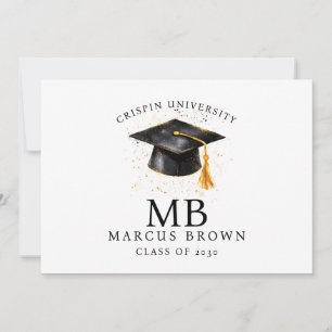 Eleganter Abschluss Name Gold Monogram Ankündigung