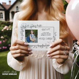 Eleganter Abschluss Schwarz-Weiß-Blumengrenze Ankündigung