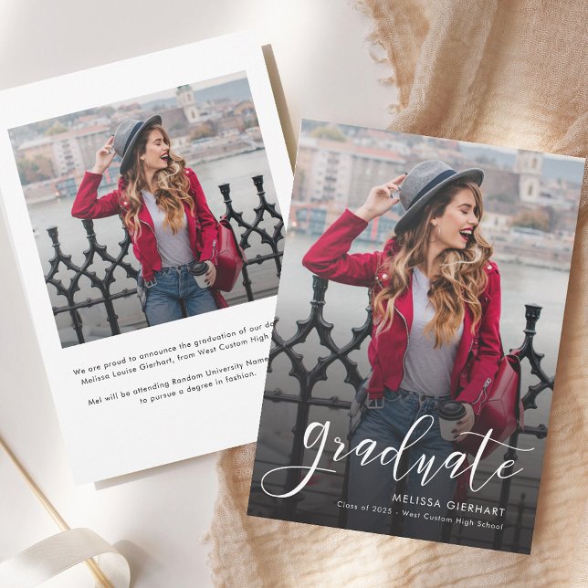 Eleganter Abschluss Script Foto 2025 Grad Ankündigung (2025 Graduation Script 2 Photos Announcement)