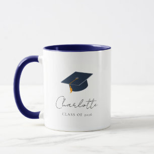 Eleganter Abschlussname und personalisiertes Erfol Tasse
