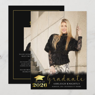 Eleganter Absolvent 2022 Schwarz Metallic Gold 2 F Ankündigung