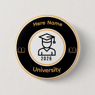 Eleganter Absolvent 2026   Personalisiertes Goldsi Button