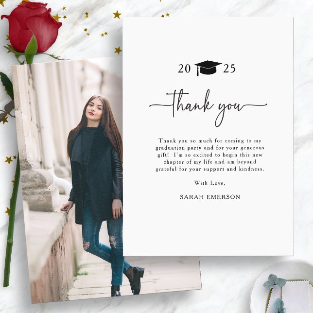 Eleganter Absolvent Dankeskarte (Elegant Graduate Photo Thank You Card by Painted Paperie
)