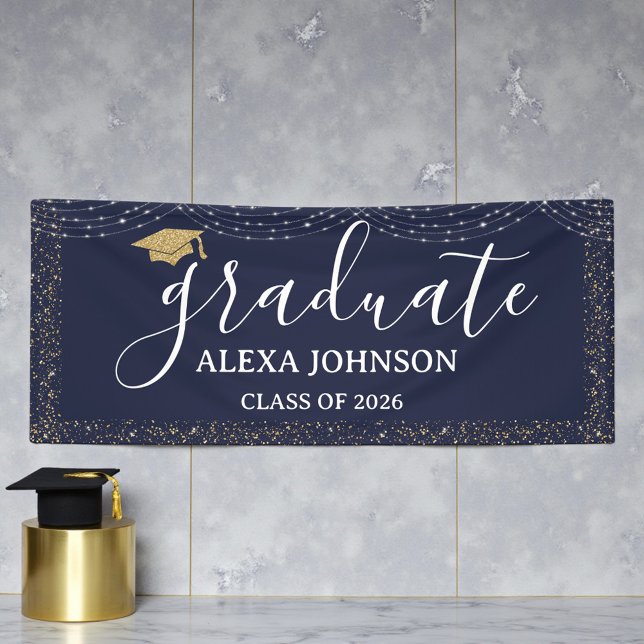 Eleganter Absolvent in Navyblau Klasse von 2026 Banner (Von Creator hochgeladen)