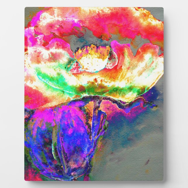 Eleganter abstrakt-gelber Rosa-Blume-Mohn Fotoplatte (Vorderseite)