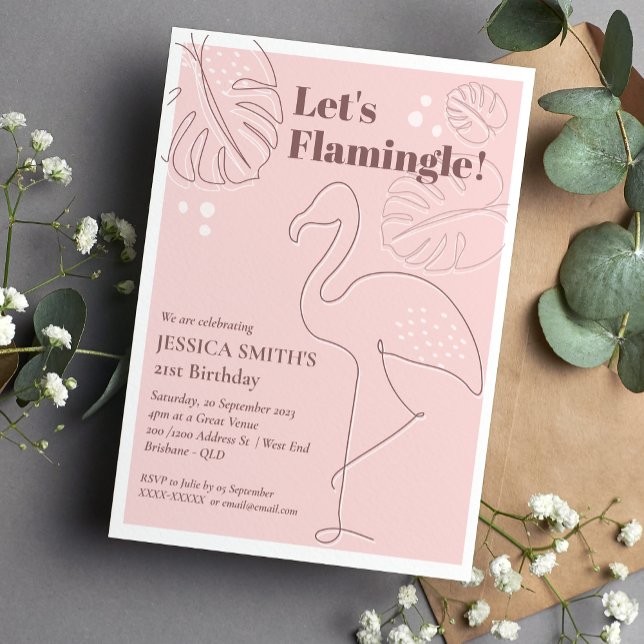 Eleganter Abstrakt Lasse Flamingle zum Geburtstag Einladung (Von Creator hochgeladen)
