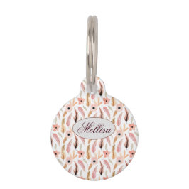 Eleganter Abstrakt rosa Muster Monogramm Name Haustiermarke