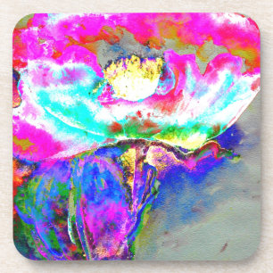 Eleganter abstrakt rosa Retro-Blumenmohn Untersetzer