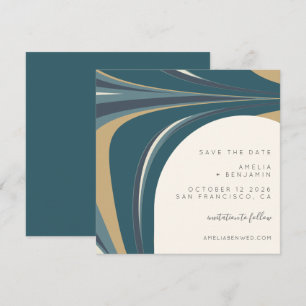 Eleganter Abstrakter Aquamariner Smarald Gold Mode Save The Date