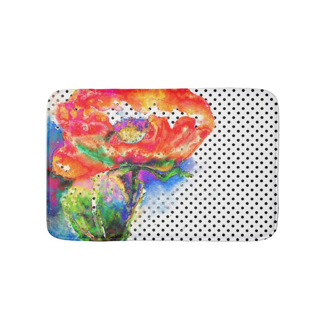 Eleganter abstrakter, blühender Polka-Punkt Badematte (Vorderseite)