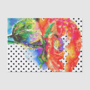 Eleganter abstrakter, blühender Polka-Punkt Seidenpapier