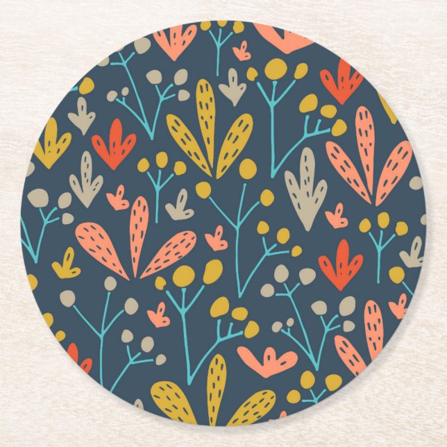 Eleganter abstrakter botanischer | Untersetzer (Vorderseite)