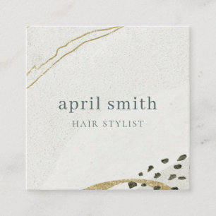 Eleganter Abstrakter Elfenbeinschwarz-Gold-QR-Code Quadratische Visitenkarte