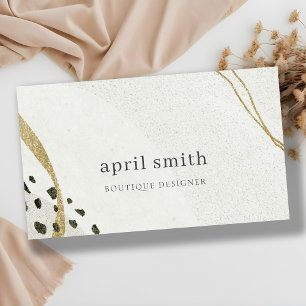 Eleganter abstrakter Glitter Elfenbein Gold Wasser Visitenkarte