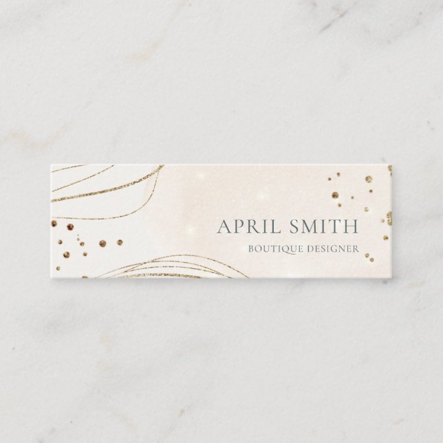 Eleganter Abstrakter Glitzer Ivory Gold Mini Visitenkarte (Vorderseite)