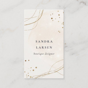 Eleganter Abstrakter Glitzer Ivory Gold Visitenkarte