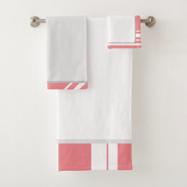 Eleganter Abstrakter Rahmen Rosa 2 Hintergrund Badhandtuch Set